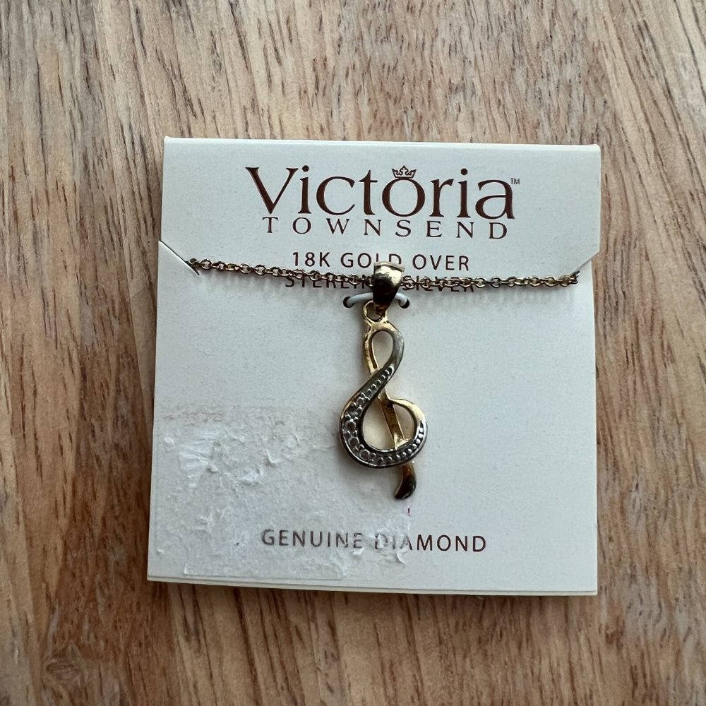 Victoria Townsend Diamond Accent Musical Note Pendant Necklace in 18k Gold over